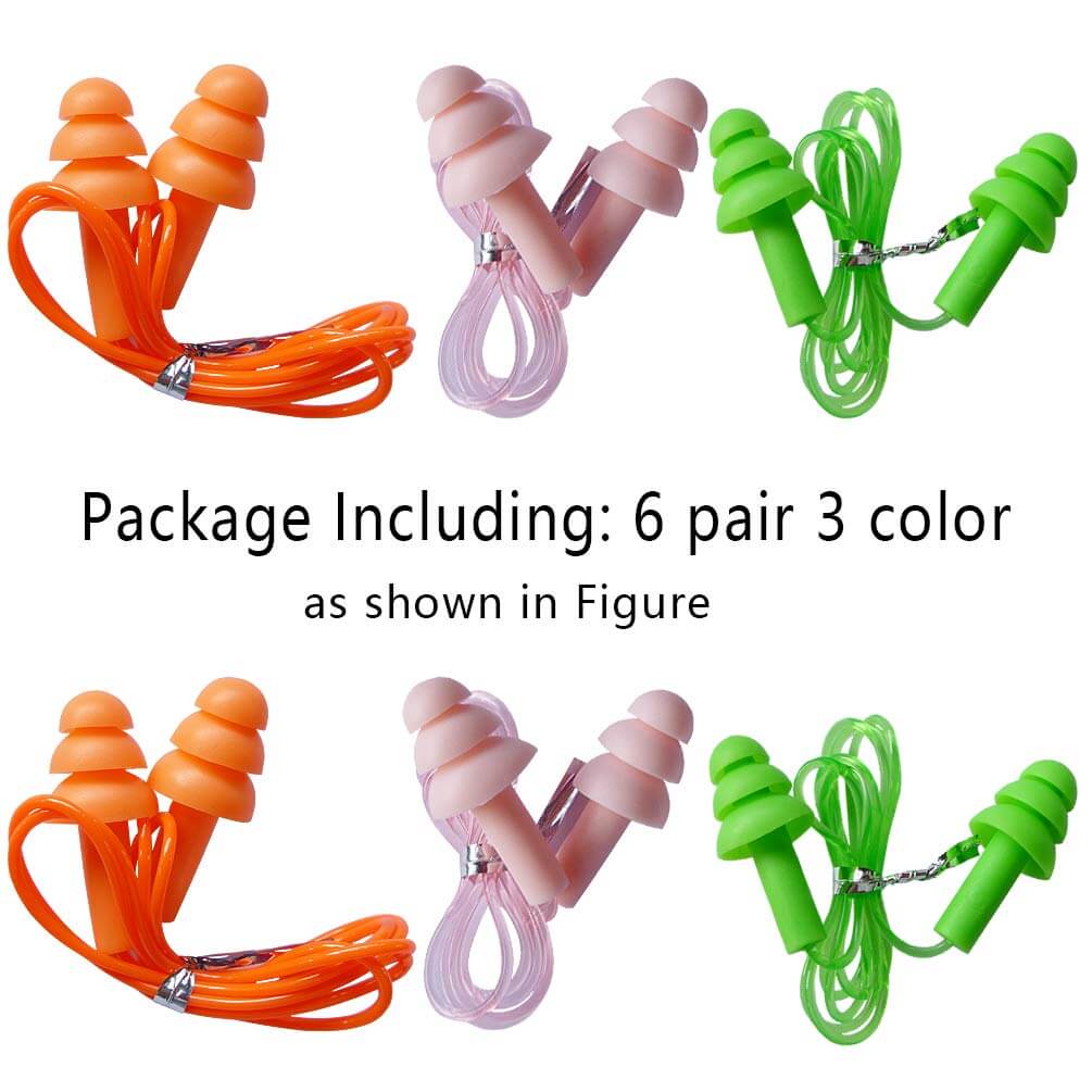 zYoung 6 Pair Reusable Silicone Ear Plugs Colors
