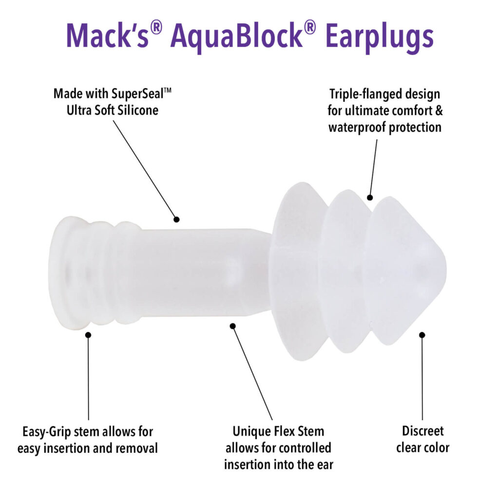 Mack's AquaBlock Swimming Earplugs Info
