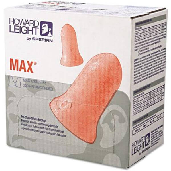 THE BEST HIGH NOISE REDUCING EARPLUGS FOR SLEEPING: Howard Leight by Honeywell MAX-1 Foam Earplugs Box