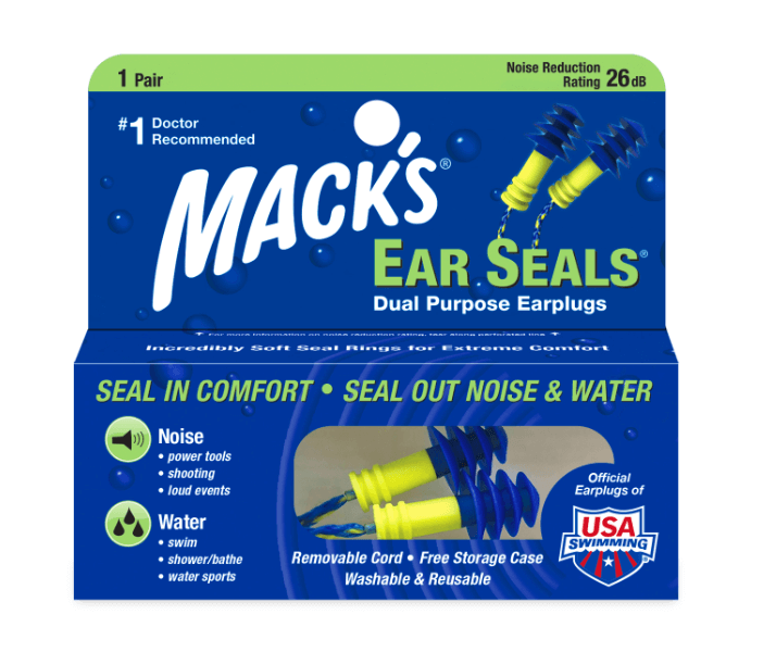 BEST BUGET EARPLUGS WITH A CORD FOR SWIMMING: Mack's Ear Seals Dual Purpose Earplugs